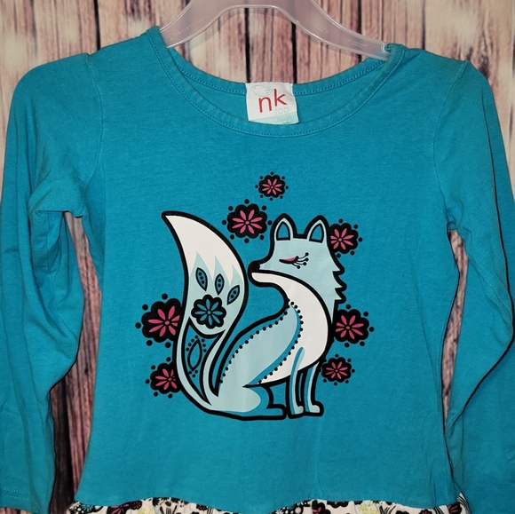 nk too From Zulily - Size 5/6 - Fox Dress - Blue with Multicolor Flowers - GUC - Picture 3 of 10